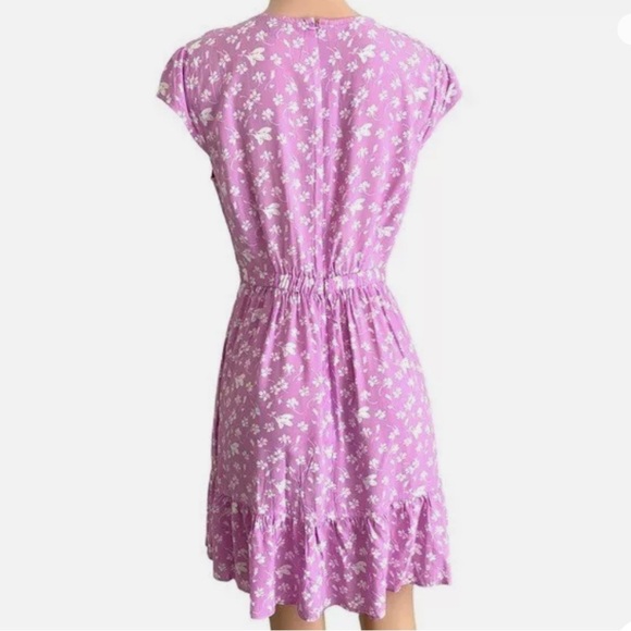 J. Crew Purple Floral Faux Wrap Ruffle Dress - Picture 7 of 11